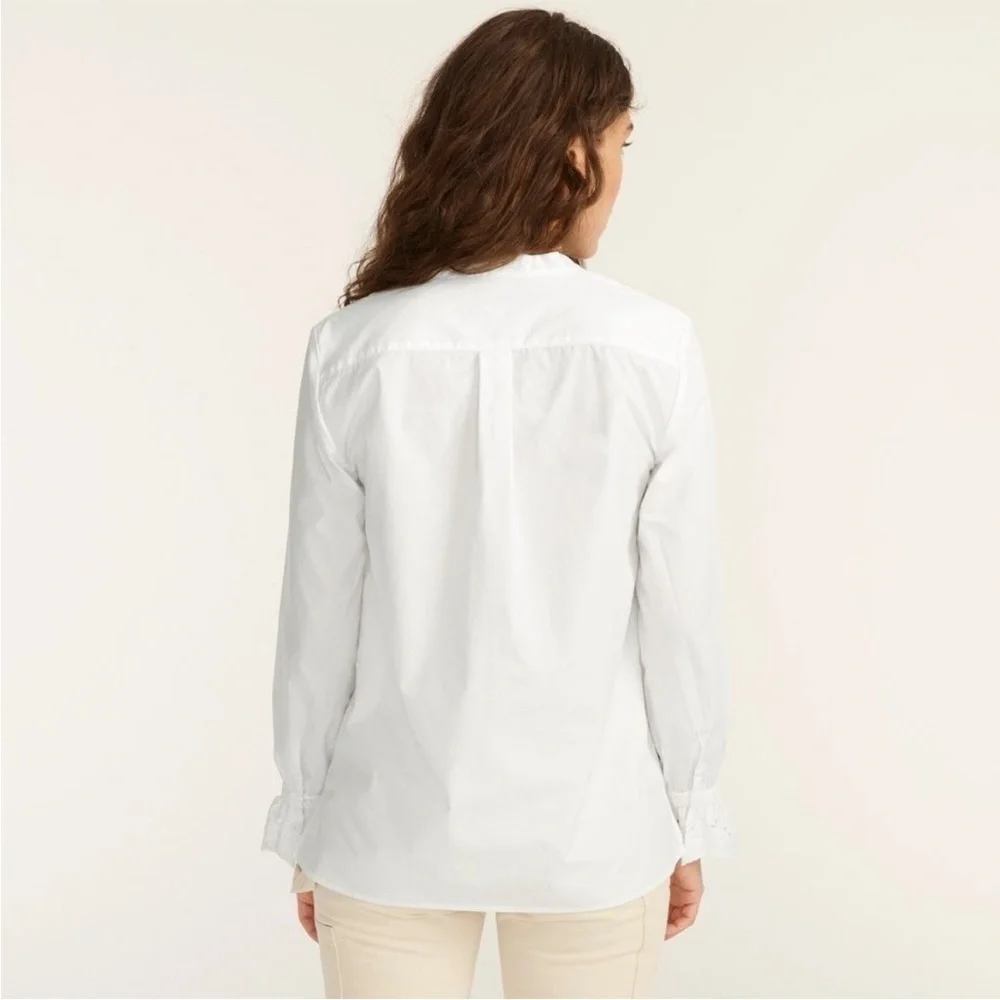 NWT J.Crew Womens Size Small Black Eyelet-Embroidered V-Neck Blouse Top Cotton